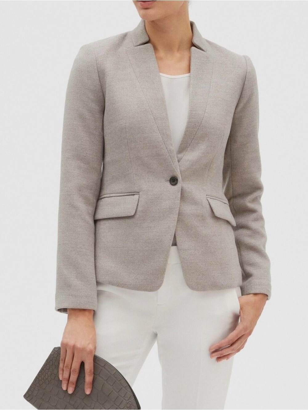 Banana Republic Light Gray Wool-Blend Blazer